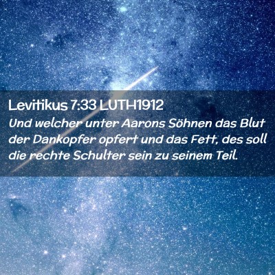 Picture 02 - Levitikus 7:33 LUTH1912 - Und welcher unter Aarons Söhnen das Blut der - Bible Verse Picture