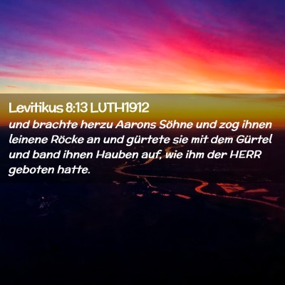 Picture 02 - Levitikus 8:13 LUTH1912 - und brachte herzu Aarons Söhne und zog ihnen - Bible Verse Picture