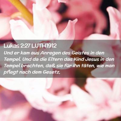 Picture 02 - Lukas 2:27 LUTH1912 - Und er kam aus Anregen des Geistes in den Tempel. - Bible Verse Picture