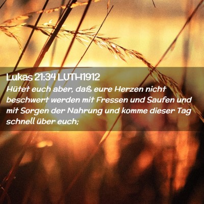 Picture 02 - Lukas 21:34 LUTH1912 - Hütet euch aber, daß eure Herzen nicht - Bible Verse Picture