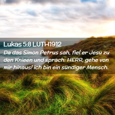 Picture 02 - Lukas 5:8 LUTH1912 - Da das Simon Petrus sah, fiel er Jesu zu den - Bible Verse Picture