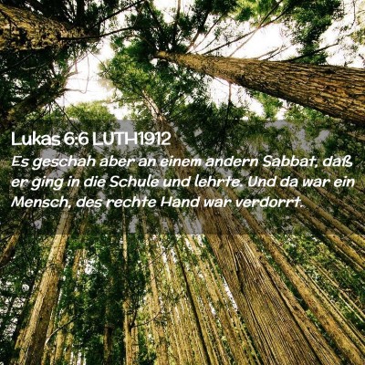 Picture 02 - Lukas 6:6 LUTH1912 - Es geschah aber an einem andern Sabbat, daß er - Bible Verse Picture