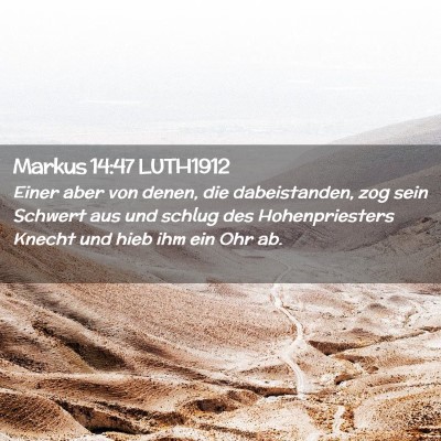 Picture 02 - Markus 14:47 LUTH1912 - Einer aber von denen, die dabeistanden, zog sein - Bible Verse Picture