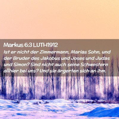 Picture 02 - Markus 6:3 LUTH1912 - Ist er nicht der Zimmermann, Marias Sohn, und der - Bible Verse Picture