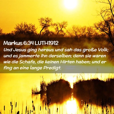 Picture 02 - Markus 6:34 LUTH1912 - Und Jesus ging heraus und sah das große Volk; - Bible Verse Picture