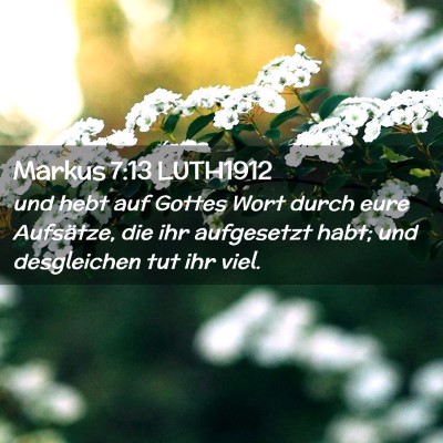 Picture 02 - Markus 7:13 LUTH1912 - und hebt auf Gottes Wort durch eure Aufsätze, - Bible Verse Picture