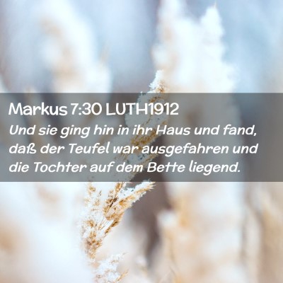 Picture 02 - Markus 7:30 LUTH1912 - Und sie ging hin in ihr Haus und fand, daß der - Bible Verse Picture
