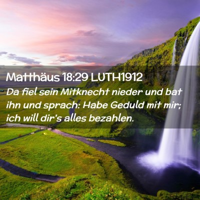 Picture 02 - Matthäus 18:29 LUTH1912 - Da fiel sein Mitknecht nieder und bat ihn und - Bible Verse Picture