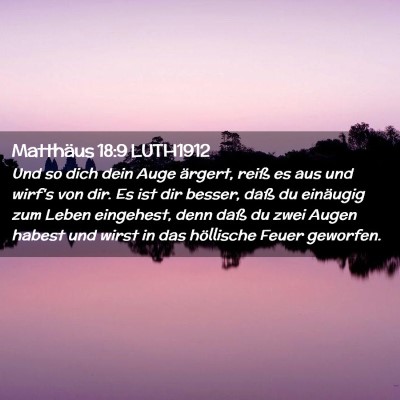 Picture 02 - Matthäus 18:9 LUTH1912 - Und so dich dein Auge ärgert, reiß es aus und - Bible Verse Picture