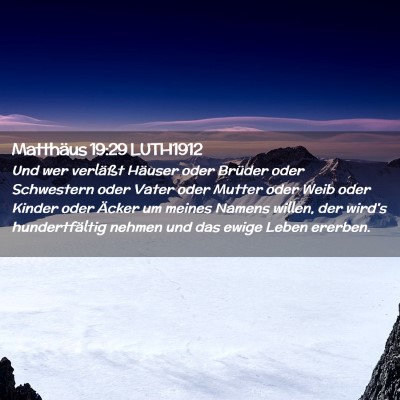 Picture 02 - Matthäus 19:29 LUTH1912 - Und wer verläßt Häuser oder Brüder oder - Bible Verse Picture