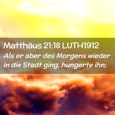 Picture 02 - Matthäus 21:18 LUTH1912 - Als er aber des Morgens wieder in die Stadt ging, - Bible Verse Picture