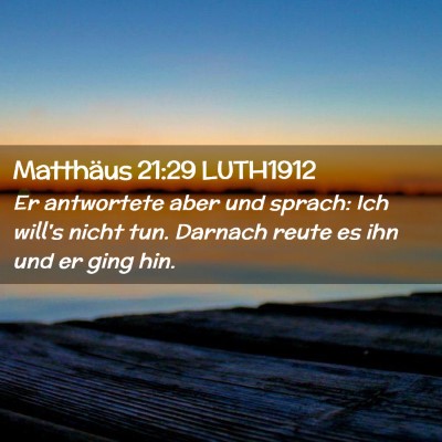 Picture 02 - Matthäus 21:29 LUTH1912 - Er antwortete aber und sprach: Ich will's nicht - Bible Verse Picture