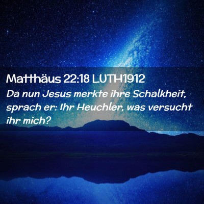 Picture 02 - Matthäus 22:18 LUTH1912 - Da nun Jesus merkte ihre Schalkheit, sprach er: - Bible Verse Picture