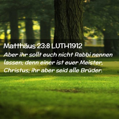 Picture 02 - Matthäus 23:8 LUTH1912 - Aber ihr sollt euch nicht Rabbi nennen lassen; - Bible Verse Picture