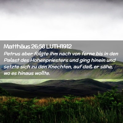 Picture 02 - Matthäus 26:58 LUTH1912 - Petrus aber folgte ihm nach von ferne bis in den - Bible Verse Picture