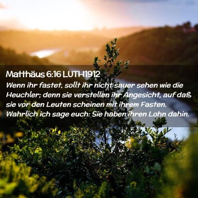 Picture 02 - Matthäus 6:16 LUTH1912 - Wenn ihr fastet, sollt ihr nicht sauer sehen wie - Bible Verse Picture