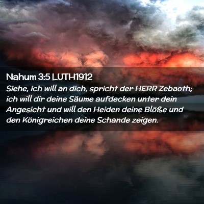 Picture 02 - Nahum 3:5 LUTH1912 - Siehe, ich will an dich, spricht der HERR - Bible Verse Picture