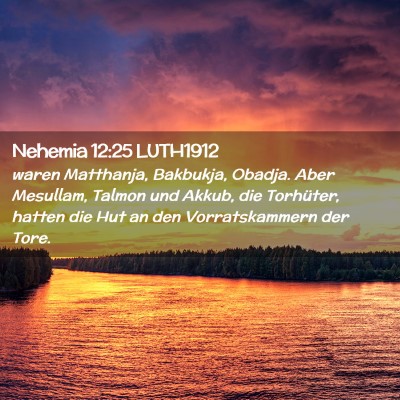 Picture 02 - Nehemia 12:25 LUTH1912 - waren Matthanja, Bakbukja, Obadja. Aber Mesullam, - Bible Verse Picture