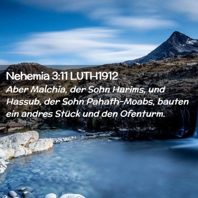 Picture 02 - Nehemia 3:11 LUTH1912 - Aber Malchia, der Sohn Harims, und Hassub, der - Bible Verse Picture