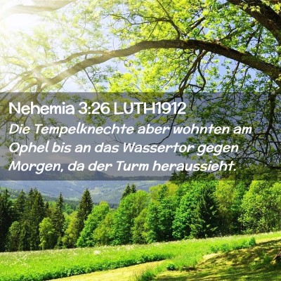 Picture 02 - Nehemia 3:26 LUTH1912 - Die Tempelknechte aber wohnten am Ophel bis an - Bible Verse Picture