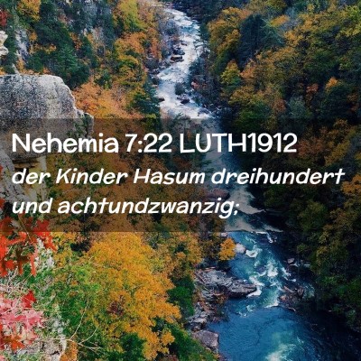 Picture 02 - Nehemia 7:22 LUTH1912 - der Kinder Hasum dreihundert und - Bible Verse Picture