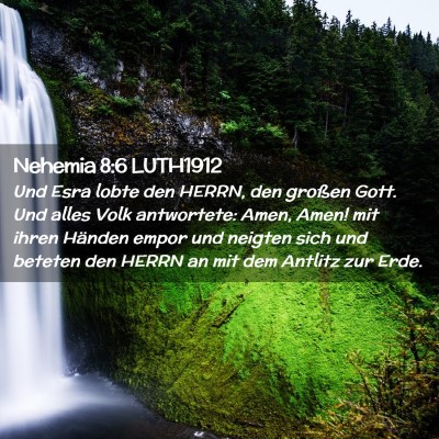Picture 02 - Nehemia 8:6 LUTH1912 - Und Esra lobte den HERRN, den großen Gott. Und - Bible Verse Picture