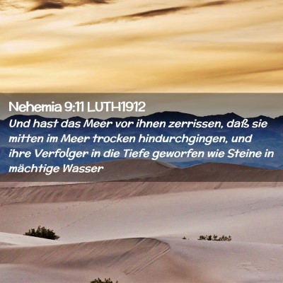 Picture 02 - Nehemia 9:11 LUTH1912 - Und hast das Meer vor ihnen zerrissen, daß sie - Bible Verse Picture