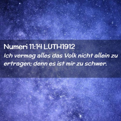 Picture 02 - Numeri 11:14 LUTH1912 - Ich vermag alles das Volk nicht allein zu - Bible Verse Picture