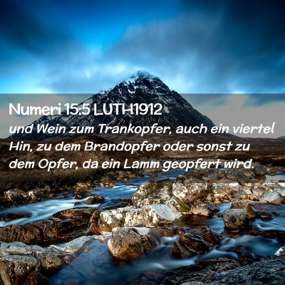 Picture 02 - Numeri 15:5 LUTH1912 - und Wein zum Trankopfer, auch ein viertel Hin, zu - Bible Verse Picture