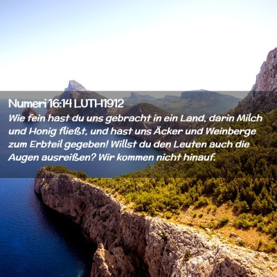 Picture 02 - Numeri 16:14 LUTH1912 - Wie fein hast du uns gebracht in ein Land, darin - Bible Verse Picture