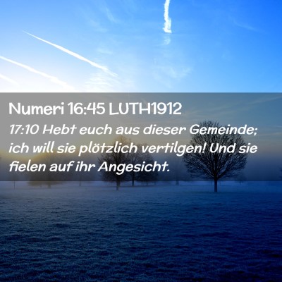 Picture 02 - Numeri 16:45 LUTH1912 - 17:10 Hebt euch aus dieser Gemeinde; ich will sie - Bible Verse Picture