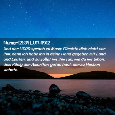 Picture 02 - Numeri 21:34 LUTH1912 - Und der HERR sprach zu Mose: Fürchte dich nicht - Bible Verse Picture