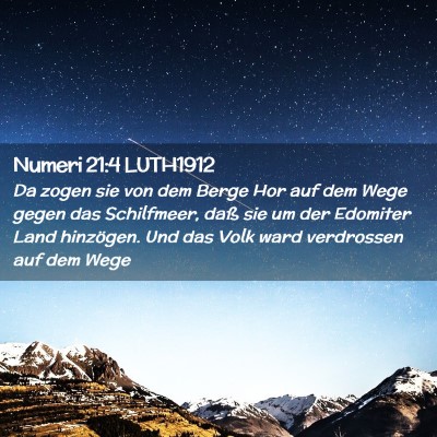 Picture 02 - Numeri 21:4 LUTH1912 - Da zogen sie von dem Berge Hor auf dem Wege gegen - Bible Verse Picture