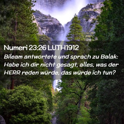Picture 02 - Numeri 23:26 LUTH1912 - Bileam antwortete und sprach zu Balak: Habe ich - Bible Verse Picture