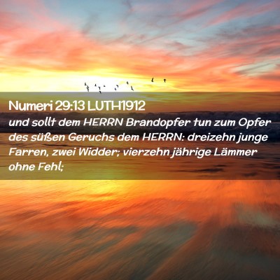 Picture 02 - Numeri 29:13 LUTH1912 - und sollt dem HERRN Brandopfer tun zum Opfer des - Bible Verse Picture