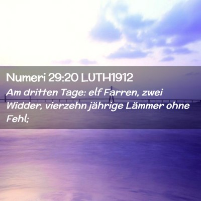 Picture 02 - Numeri 29:20 LUTH1912 - Am dritten Tage: elf Farren, zwei Widder, - Bible Verse Picture
