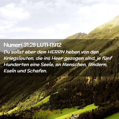 Picture 02 - Numeri 31:28 LUTH1912 - Du sollst aber dem HERRN heben von den - Bible Verse Picture