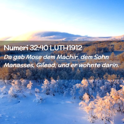 Picture 02 - Numeri 32:40 LUTH1912 - Da gab Mose dem Machir, dem Sohn Manasses, - Bible Verse Picture
