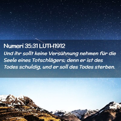 Picture 02 - Numeri 35:31 LUTH1912 - Und ihr sollt keine Versühnung nehmen für die - Bible Verse Picture