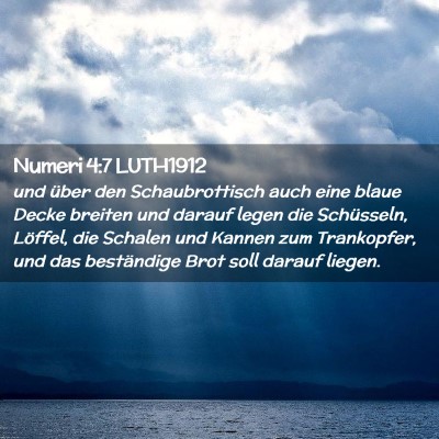 Picture 02 - Numeri 4:7 LUTH1912 - und über den Schaubrottisch auch eine blaue - Bible Verse Picture