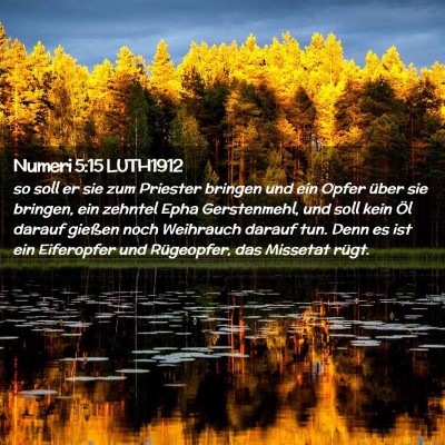 Picture 02 - Numeri 5:15 LUTH1912 - so soll er sie zum Priester bringen und ein Opfer - Bible Verse Picture