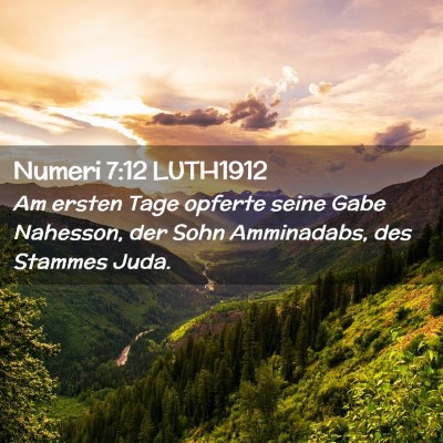 Picture 02 - Numeri 7:12 LUTH1912 - Am ersten Tage opferte seine Gabe Nahesson, der - Bible Verse Picture