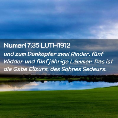 Picture 02 - Numeri 7:35 LUTH1912 - und zum Dankopfer zwei Rinder, fünf Widder und - Bible Verse Picture