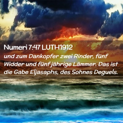 Picture 02 - Numeri 7:47 LUTH1912 - und zum Dankopfer zwei Rinder, fünf Widder und - Bible Verse Picture