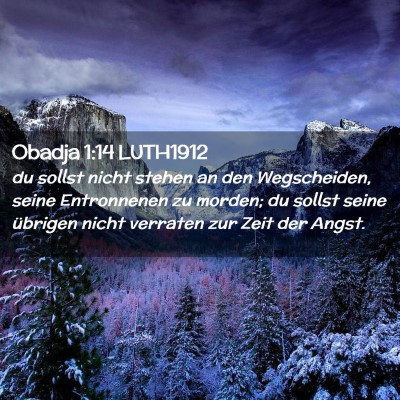 Picture 02 - Obadja 1:14 LUTH1912 - du sollst nicht stehen an den Wegscheiden, seine - Bible Verse Picture