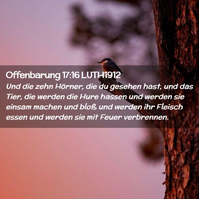 Picture 02 - Offenbarung 17:16 LUTH1912 - Und die zehn Hörner, die du gesehen hast, und - Bible Verse Picture