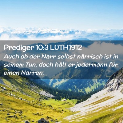 Picture 02 - Prediger 10:3 LUTH1912 - Auch ob der Narr selbst närrisch ist in seinem - Bible Verse Picture