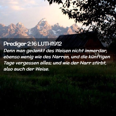 Picture 02 - Prediger 2:16 LUTH1912 - Denn man gedenkt des Weisen nicht immerdar, - Bible Verse Picture