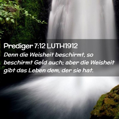 Picture 02 - Prediger 7:12 LUTH1912 - Denn die Weisheit beschirmt, so beschirmt Geld - Bible Verse Picture