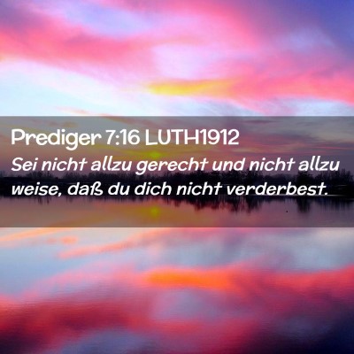 Picture 02 - Prediger 7:16 LUTH1912 - Sei nicht allzu gerecht und nicht allzu weise, - Bible Verse Picture